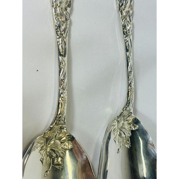 Vintage W.A. Italy Silver Plated Serving Spoons Bridal Rose - Picture 3 of 4